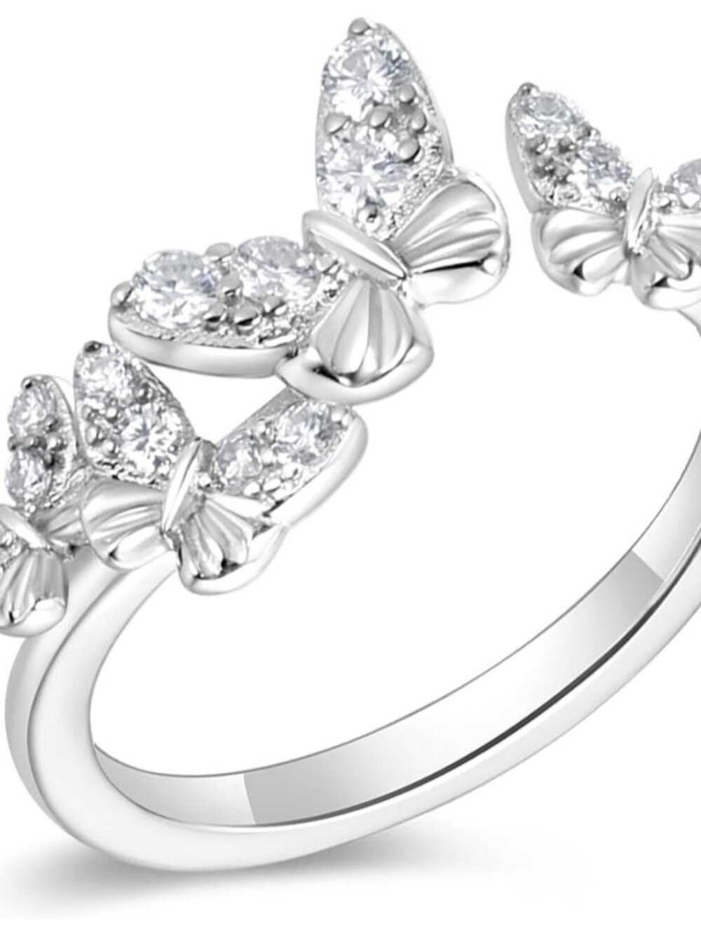 Moissanite Flower/Butterfly/Star Pretty Open Ring for Women, Adjustable Ring, So